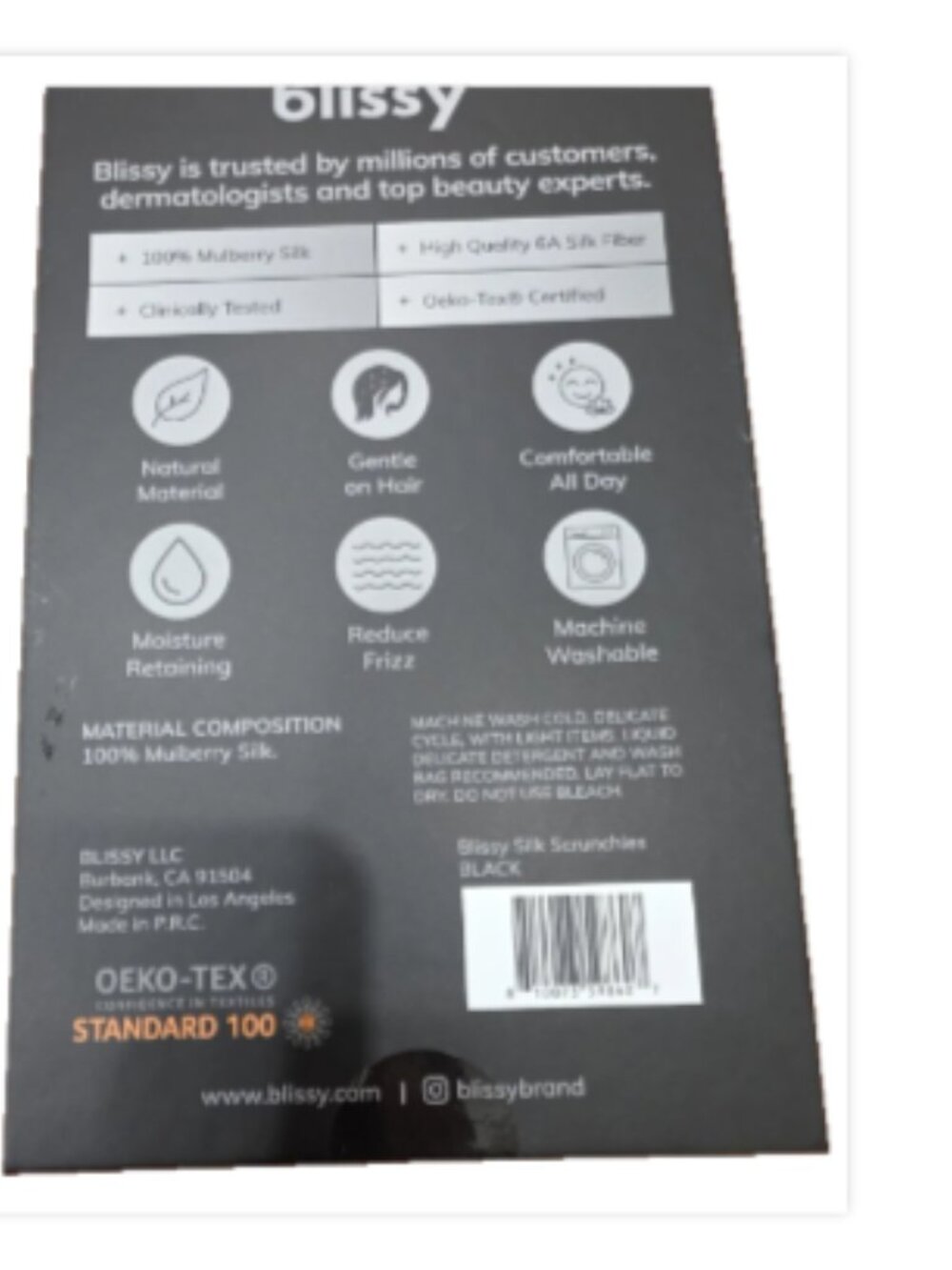 Brand New & Sealed Blissy 6-Pack Scrunchies – 100% Mulberry Silk-Black - Picture 2 of 3